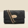 Black Faux Leather Quilted Clasp Detail Cross Body Bag 2 Black Faux Leather Quilted Clasp Detail Cross Body Bag -SOSANDAR Sales web ac006 gn b