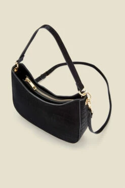 Black Croc Faux Leather Shoulder Bag 8 Black Croc Faux Leather Shoulder Bag -SOSANDAR Sales web black croc bag 3