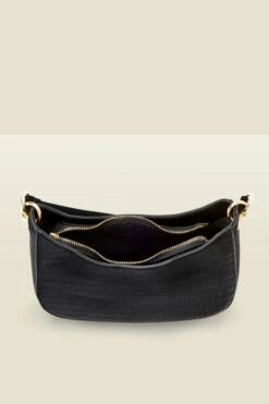 Black Croc Faux Leather Shoulder Bag 9 Black Croc Faux Leather Shoulder Bag -SOSANDAR Sales web black croc bag 4