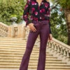 Wine Coated Kick Flare Jeans -SOSANDAR Sales web crop2 2309 05 a23bd016rd0011 a23tw068bkfl01 05 137