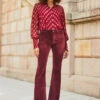 Wine Velvet Kick Flare Jeans -SOSANDAR Sales web crop2 2309 22 a23tw109rd0021 a22bd009rd0011 22 014