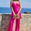 Pink Satin Tie Waist Jumpsuit 1 Pink Satin Tie Waist Jumpsuit -SOSANDAR Sales web crop 2306 65 s23jw034pk0001 65 043