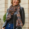 Black Baroque Print Scarf -SOSANDAR Sales web crop 2308 118 a23bd004in006w 118 024
