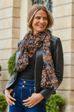 Black Baroque Print Scarf