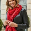 Red Chain Print Scarf -SOSANDAR Sales web crop 2308 118 a23bd004in006w 118 059