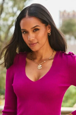 Gold Plated Hammered Chain Link Necklace -SOSANDAR Sales web crop 2309 175 a23tk258pe0015 175 094