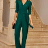 Forest Green Plisse Wrap Front Jumpsuit -SOSANDAR Sales web crop 76 extras 030