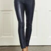 Navy Blue Leather Look Seam Detail Premium Leggings -SOSANDAR Sales web hi s29 a20tk001pt0004 054 rt