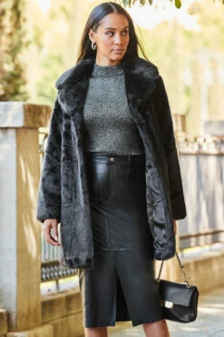 Black Premium Leather Midi Skirt 10 Black Premium Leather Midi Skirt -SOSANDAR Sales web rt 33 a22bd016be0010 230