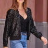 Black Sequin Bomber Jacket 2 Black Sequin Bomber Jacket -SOSANDAR Sales web rt 91 s22ow023bk0001 230
