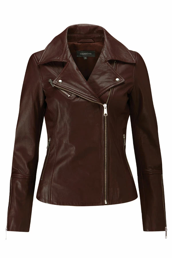 Chocolate Brown Leather Biker Jacket 9 Chocolate Brown Leather Biker Jacket - Image 7
