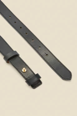 Black Leather Waist Belt With Chain Trim 11 Black Leather Waist Belt With Chain Trim -SOSANDAR Sales web s22ac052bk c