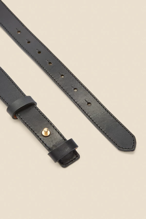 Black Leather Waist Belt With Chain Trim 7 Black Leather Waist Belt With Chain Trim - Image 5