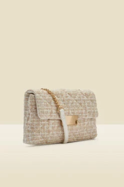 Natural Boucle Clasp Detail Cross Body Bag -SOSANDAR Sales web s23ac001nl0006 b
