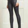 Charcoal Grey Leather Look Premium Leggings -SOSANDAR Sales web s45 sa18tr01gy 054