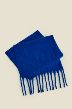 Cobalt Blue Chunky Knit Scarf -SOSANDAR Sales web scarf b