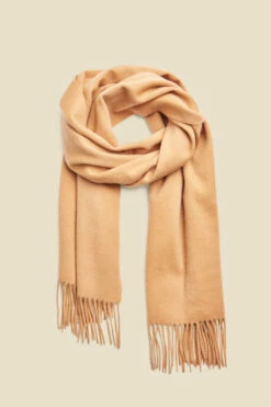 Camel Super Soft Wool & Cashmere Blend Scarf -SOSANDAR Sales web sosander beige 1