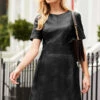 Black Leather Panelled Shift Dress 1 Black Leather Panelled Shift Dress -SOSANDAR Sales web sosander pembridge square day2 317192440 black rt