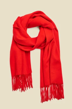Red Super Soft Wool & Cashmere Blend Scarf -SOSANDAR Sales web sosander red 1