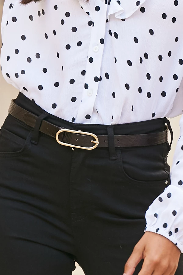 Chocolate Brown Croc Effect Leather Waist Belt With Gold Round Buckle 3 Chocolate Brown Croc Effect Leather Waist Belt With Gold Round Buckle